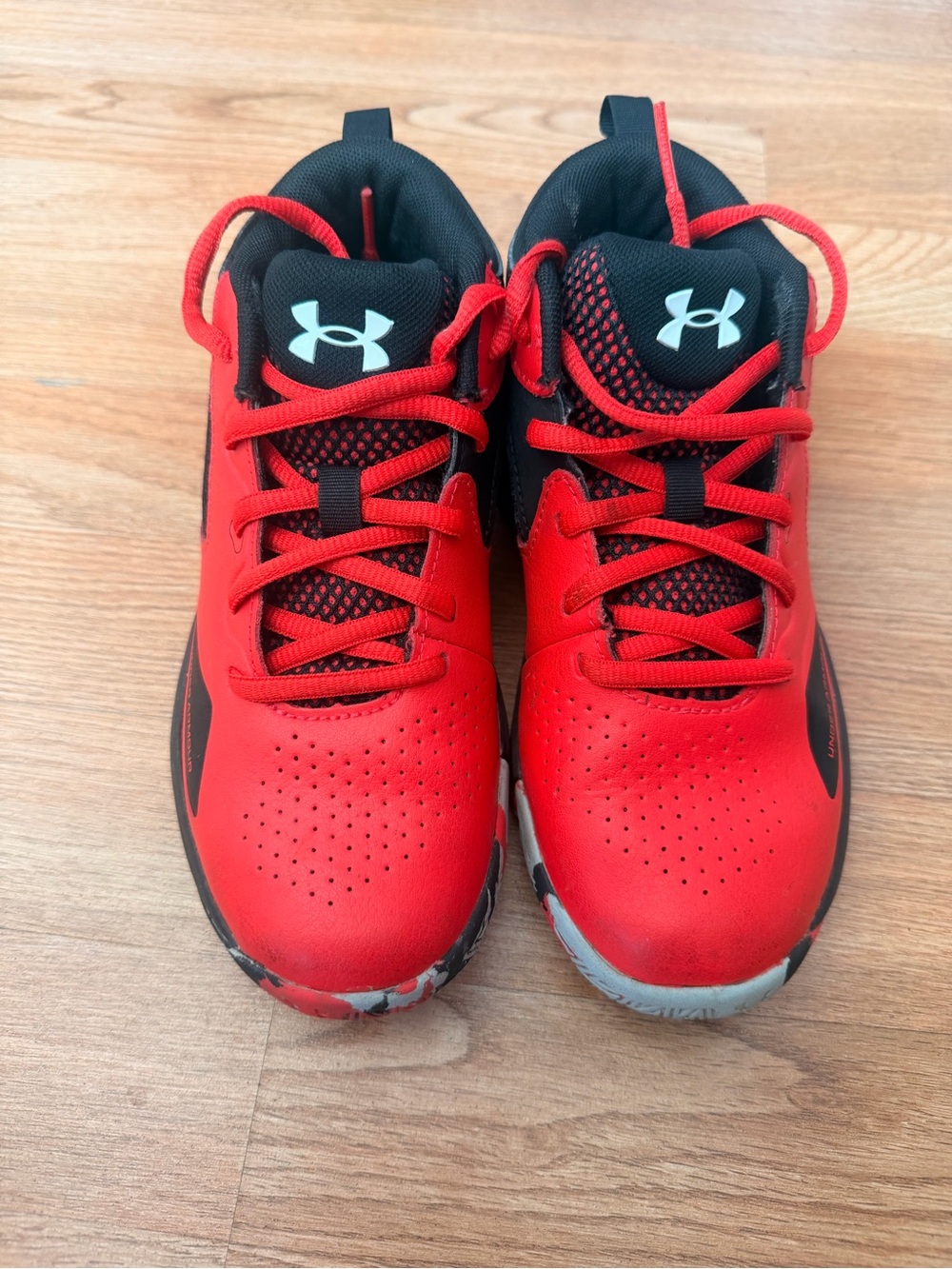 Under Armour Kids Red and Black High-Top Athletic Sneakers
